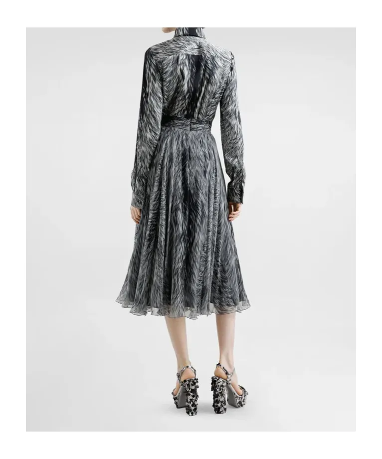 Graphic-Print Midi Skirt