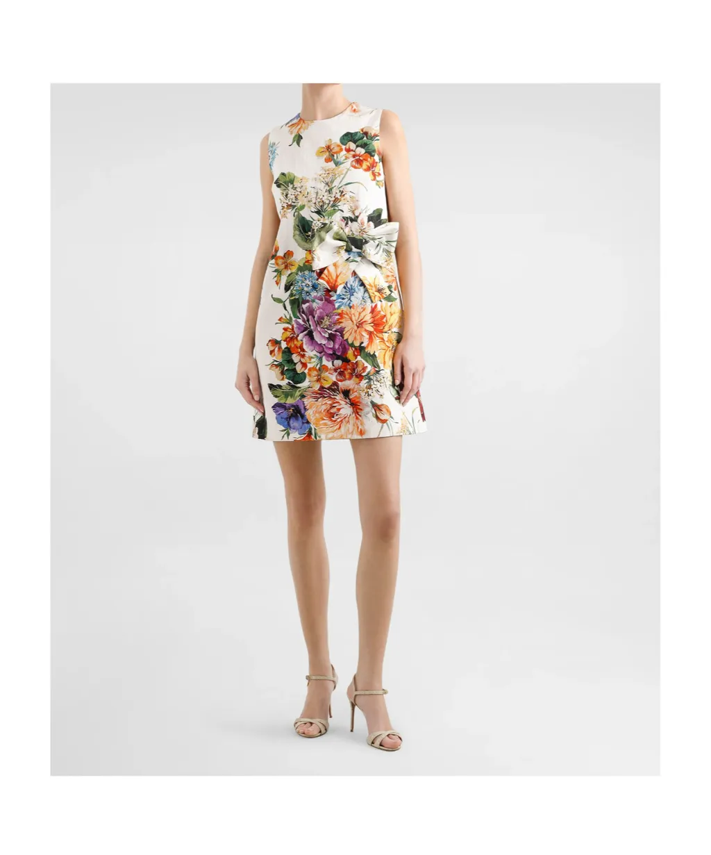 Flower Bouquet-Printed Sleeveless Dress