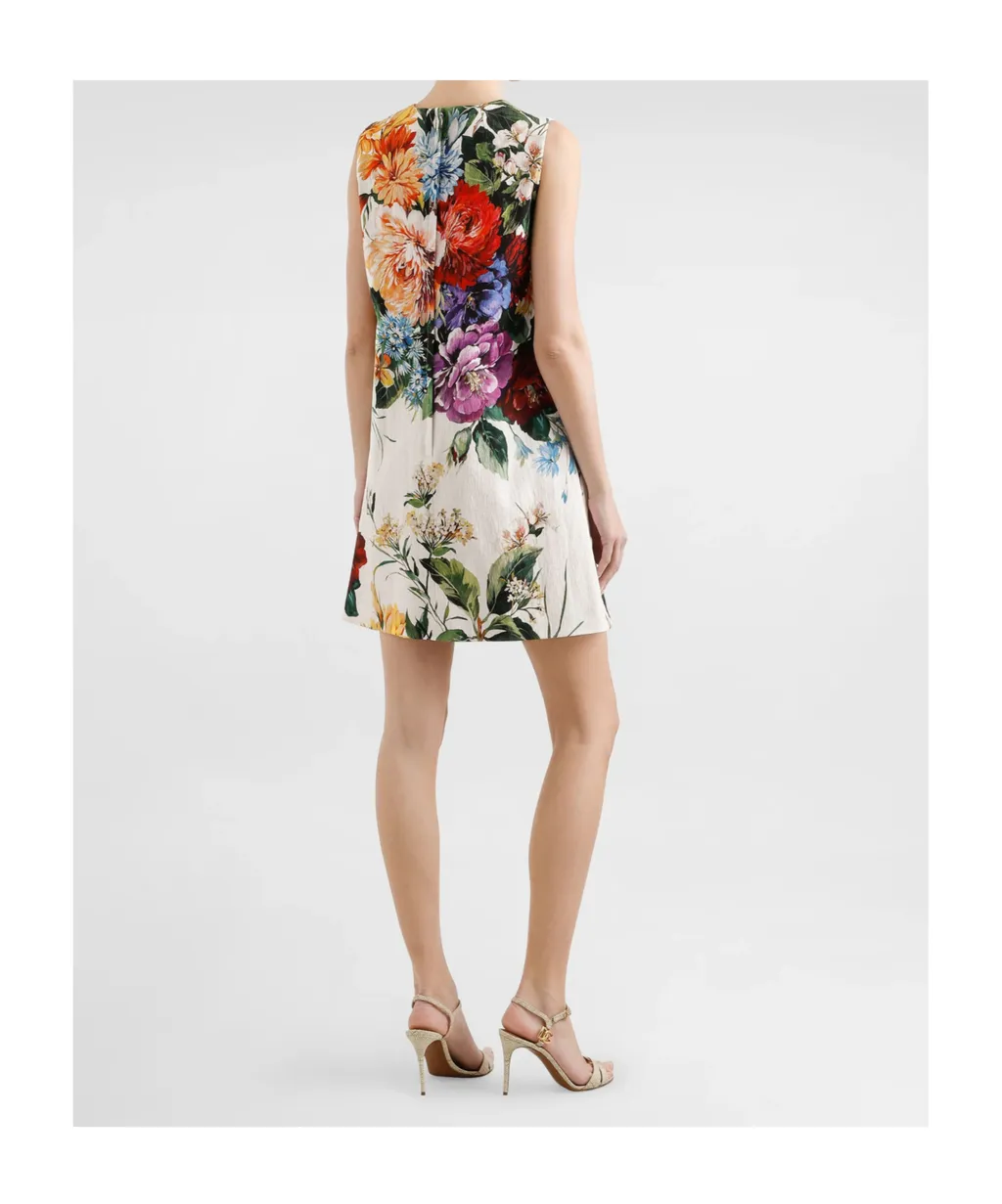 Flower Bouquet-Printed Sleeveless Dress