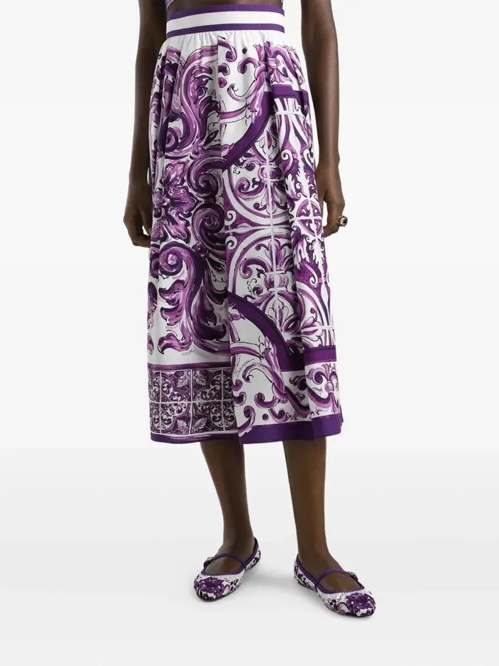 Majolica Printed Pleated Skirt