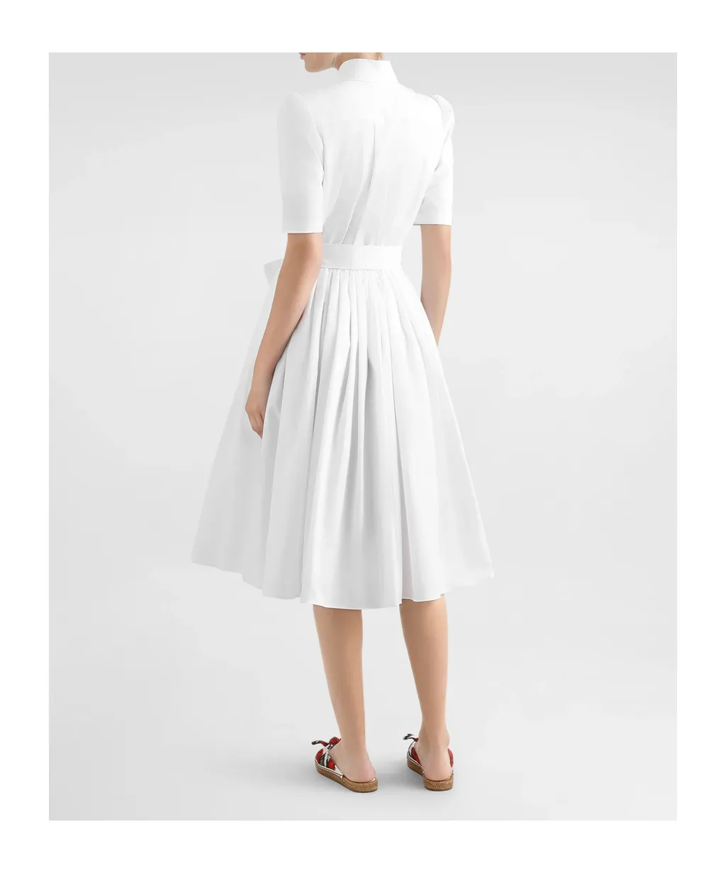 Calf-Length Poplin Shirt Dress
