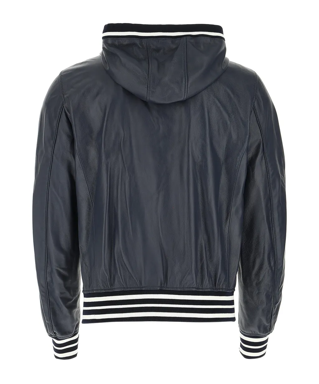 Long-Sleeved Leather Jacket