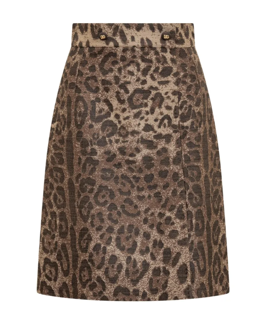 Leopard Printed Straight Hem Mini Skirt
