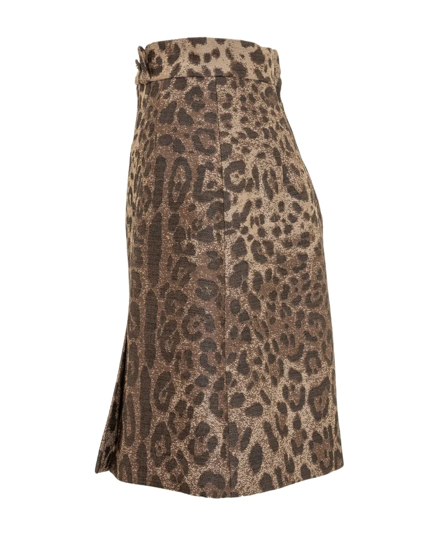 Leopard Printed Straight Hem Mini Skirt