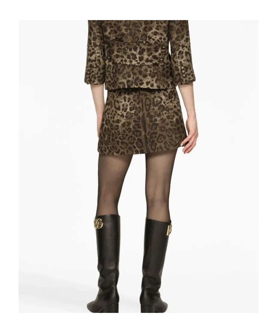 Leopard Printed Straight Hem Mini Skirt