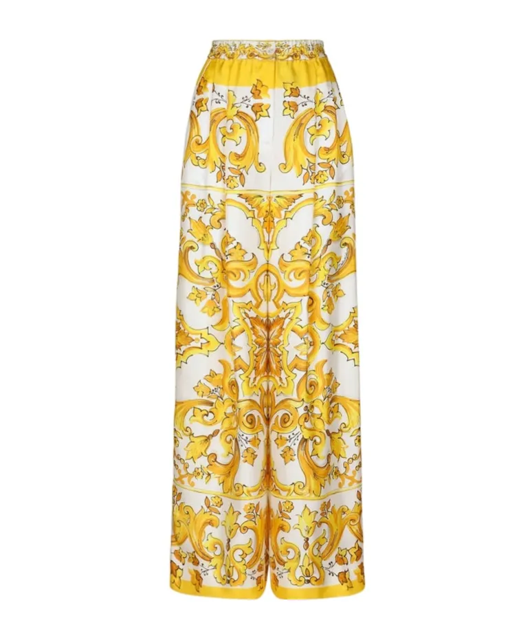 Majolica-Printed Twill Pants