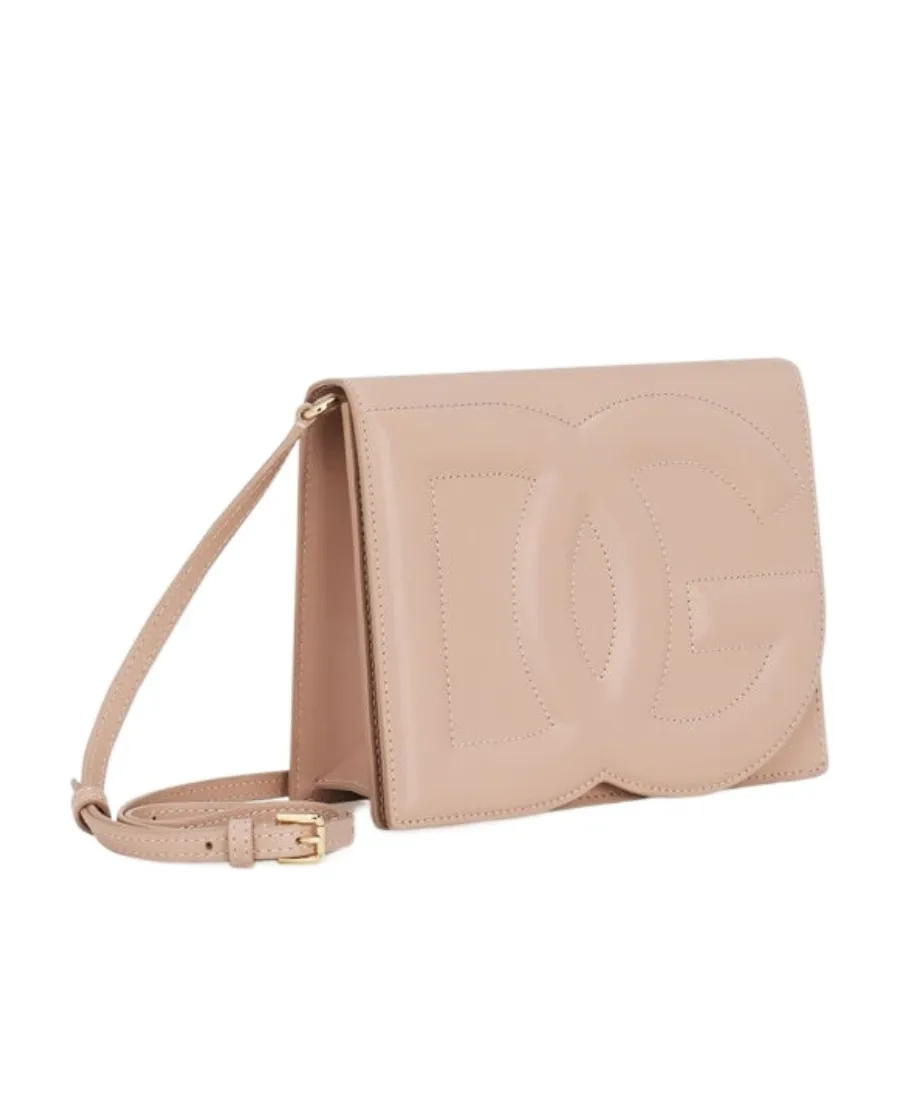Logo Embossed Foldover Top Crossbody Bag