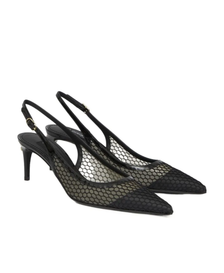 Fishnet Pointed Toe Pumps