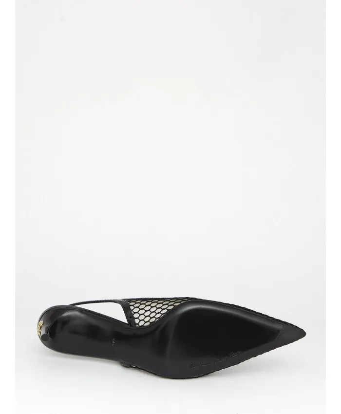 Fishnet Pointed Toe Pumps