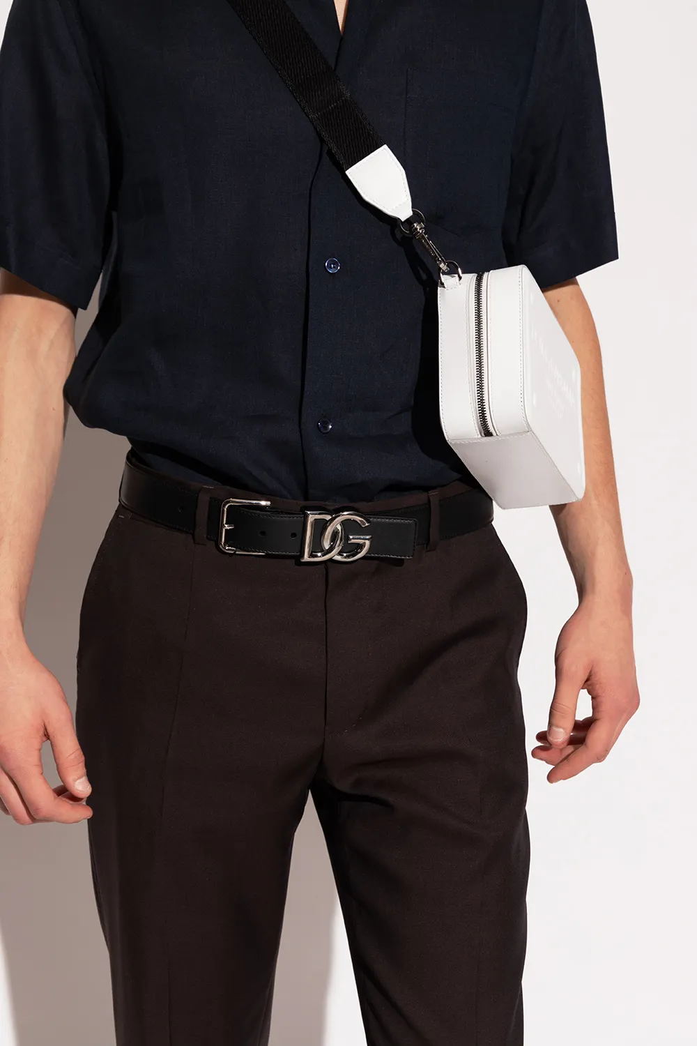 Logo Plaque Square Buckle Belt