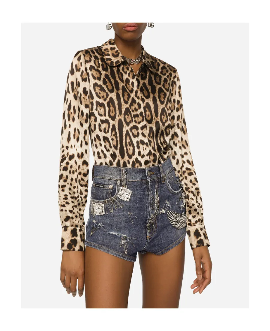 Leopard-Printed Satin Shirt