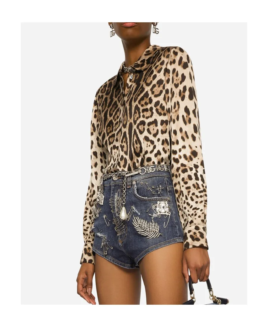 Leopard-Printed Satin Shirt