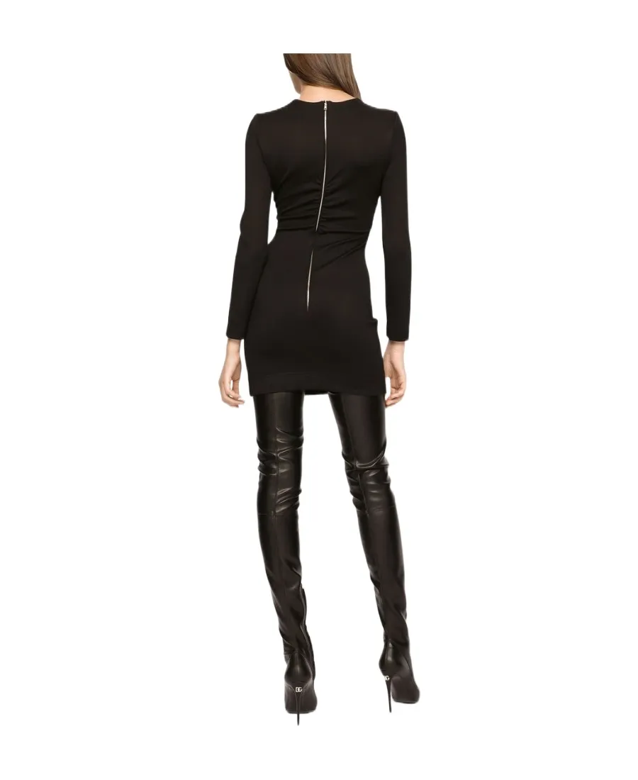 Logo-Plaque Long-Sleeved Crewneck Mini Dress