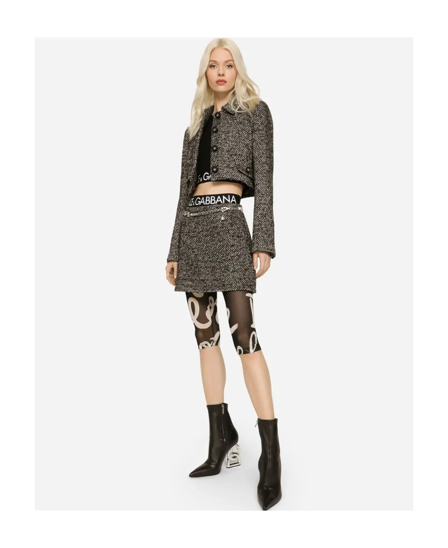 Mid-Waisted Tweed Mini Skirt