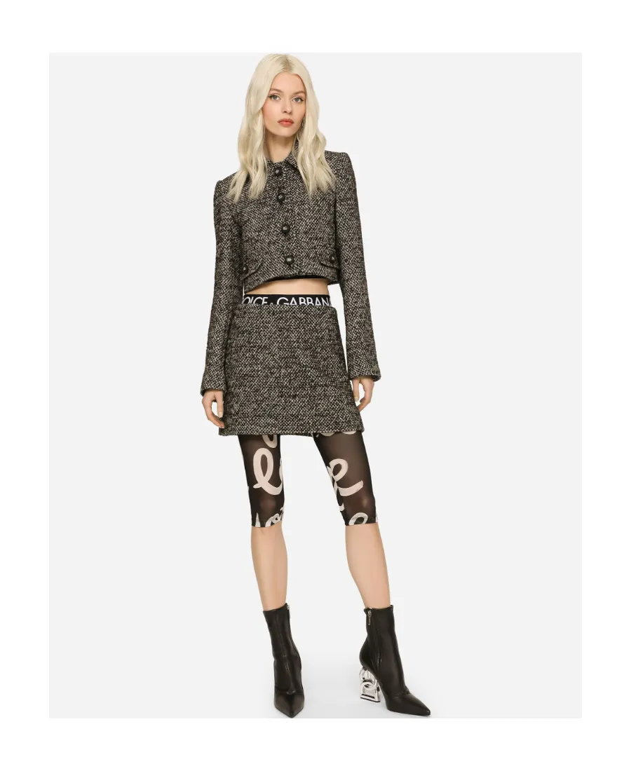 Mid-Waisted Tweed Mini Skirt