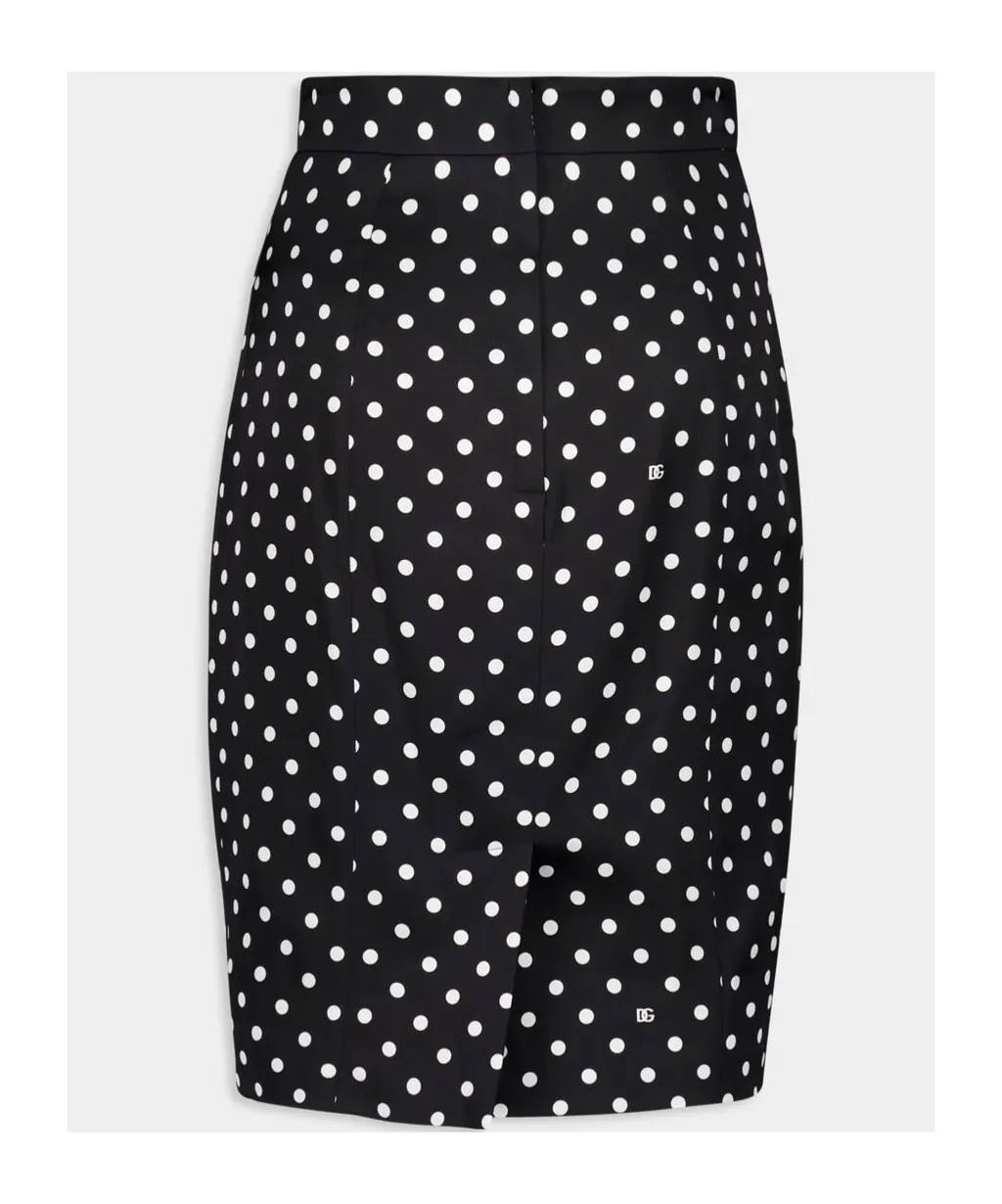 Polka Dot Printed Pencil Skirt