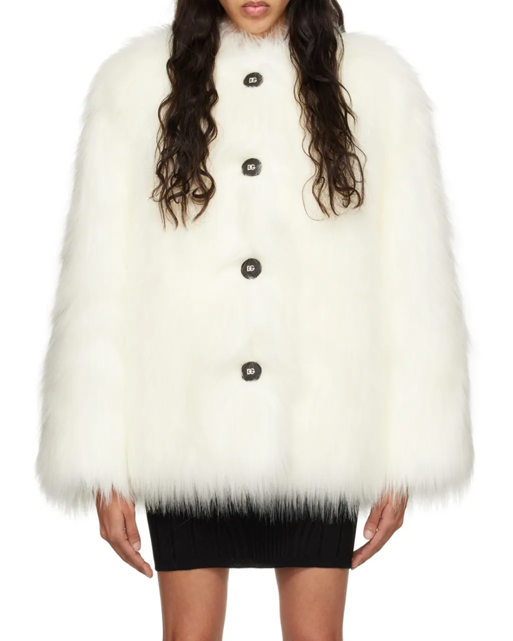 Round Neck Faux Fur Jacket