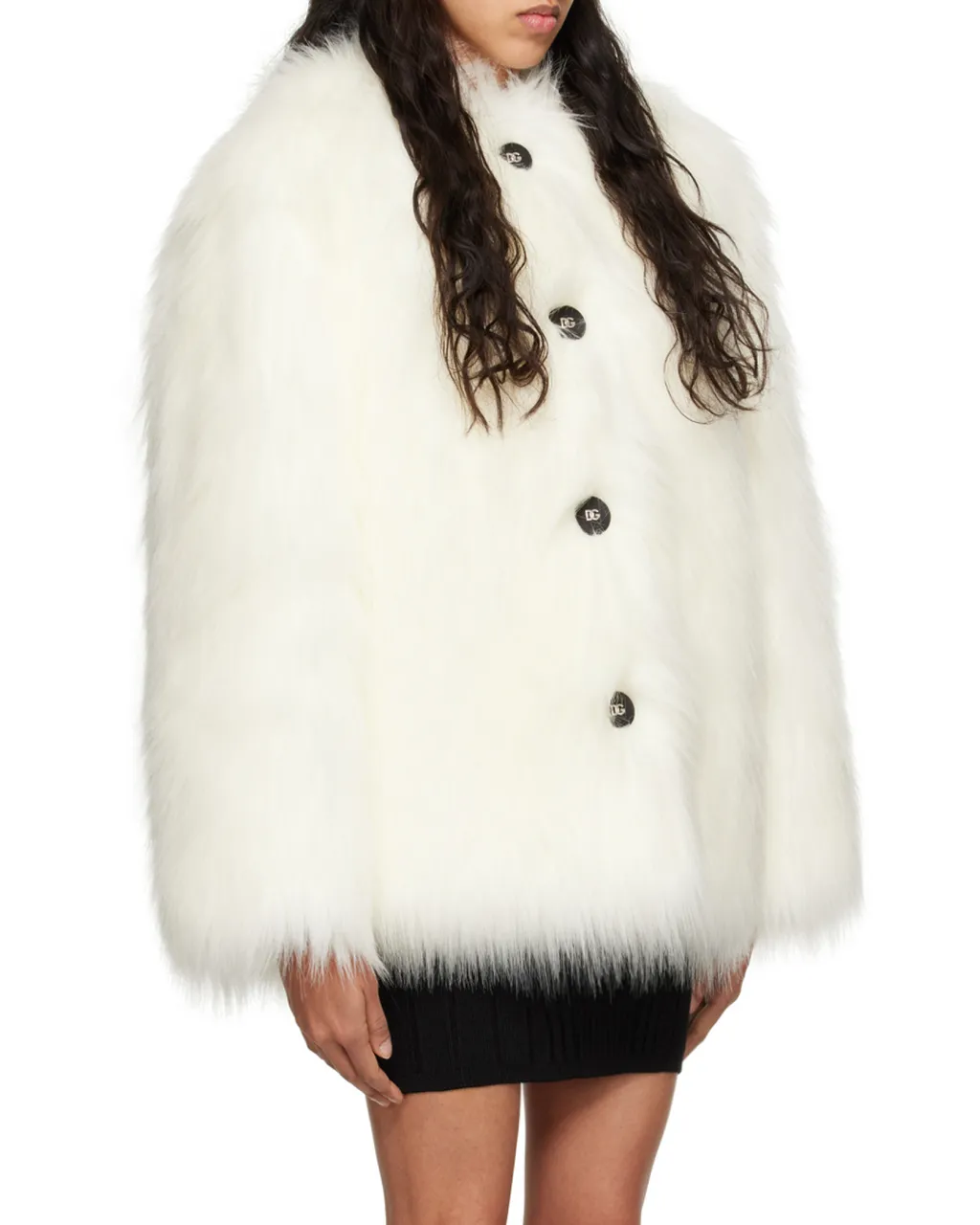 Round Neck Faux Fur Jacket