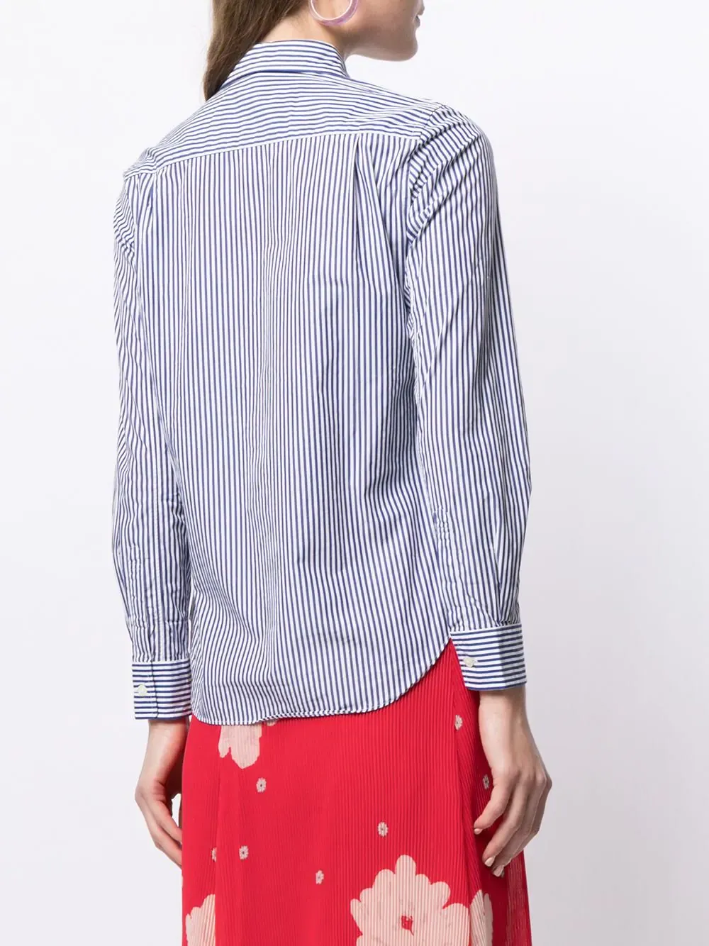 Stripe Print Embroidered Logo Shirt