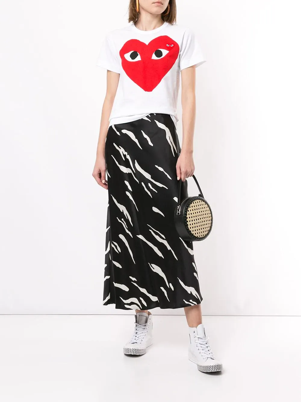 Play Heart Print Logo Patch T-Shirt
