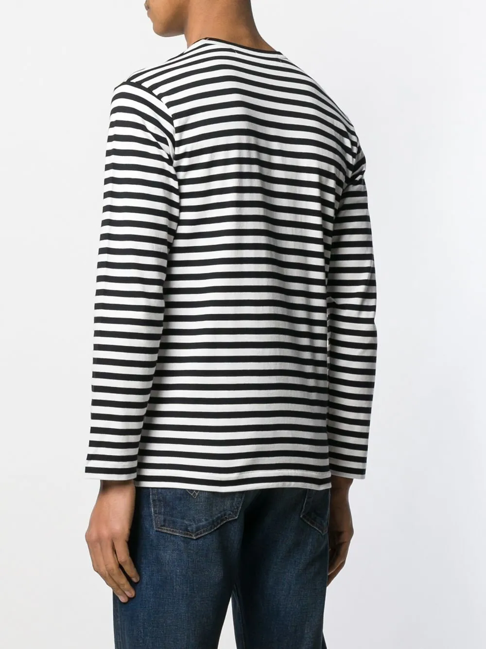 Heart-Shaped Decal Striped Long-Sleeved T-Shirt