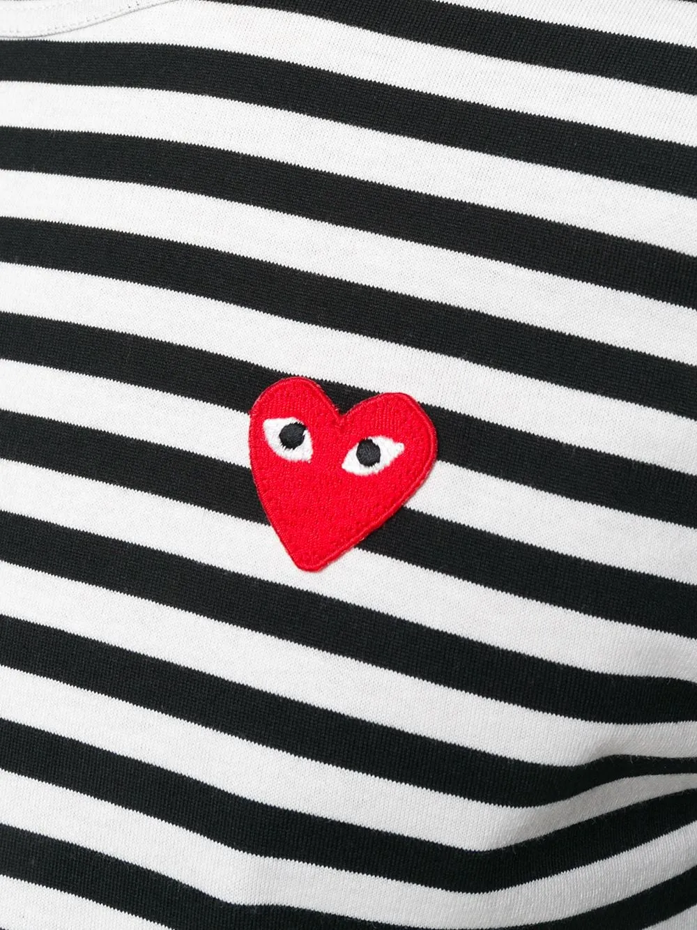Heart-Shaped Decal Striped Long-Sleeved T-Shirt