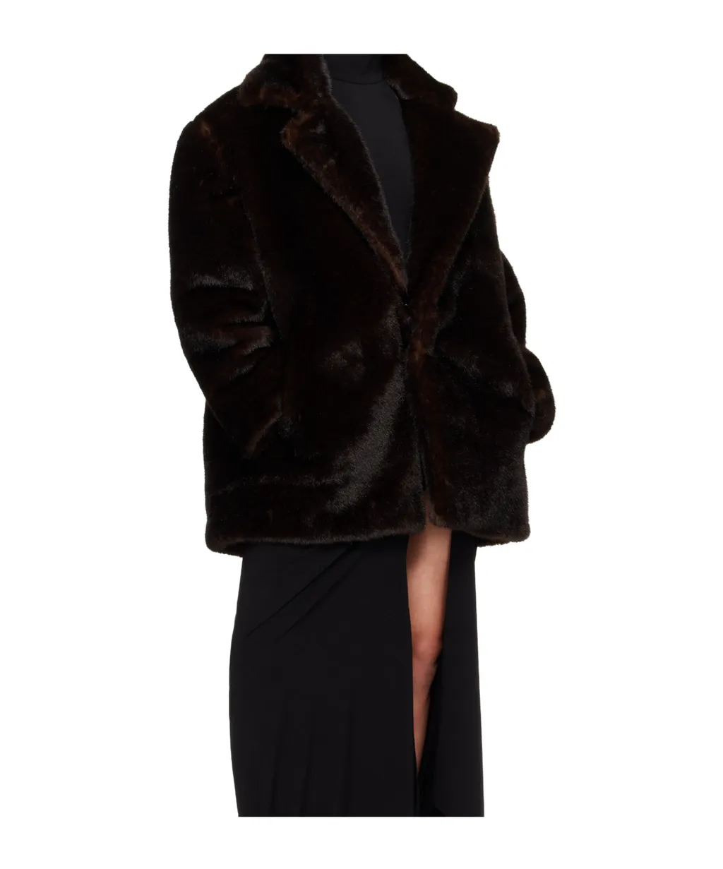 Faux-Fur Single-Breasted Coat