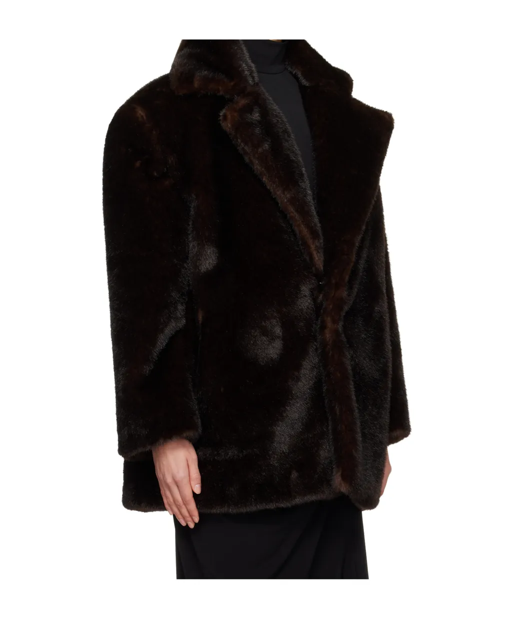 Faux-Fur Single-Breasted Coat