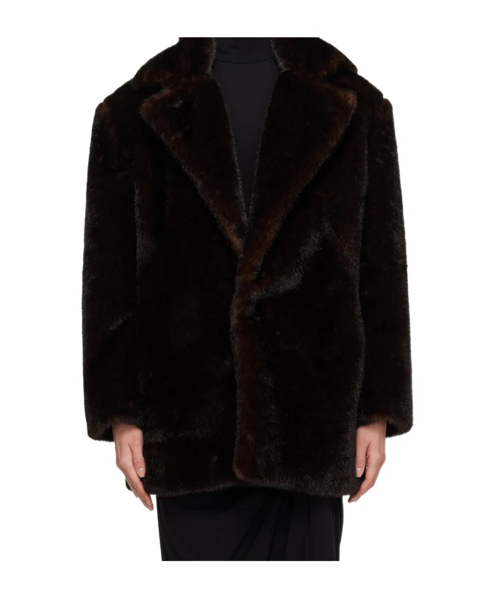 Faux-Fur Single-Breasted Coat