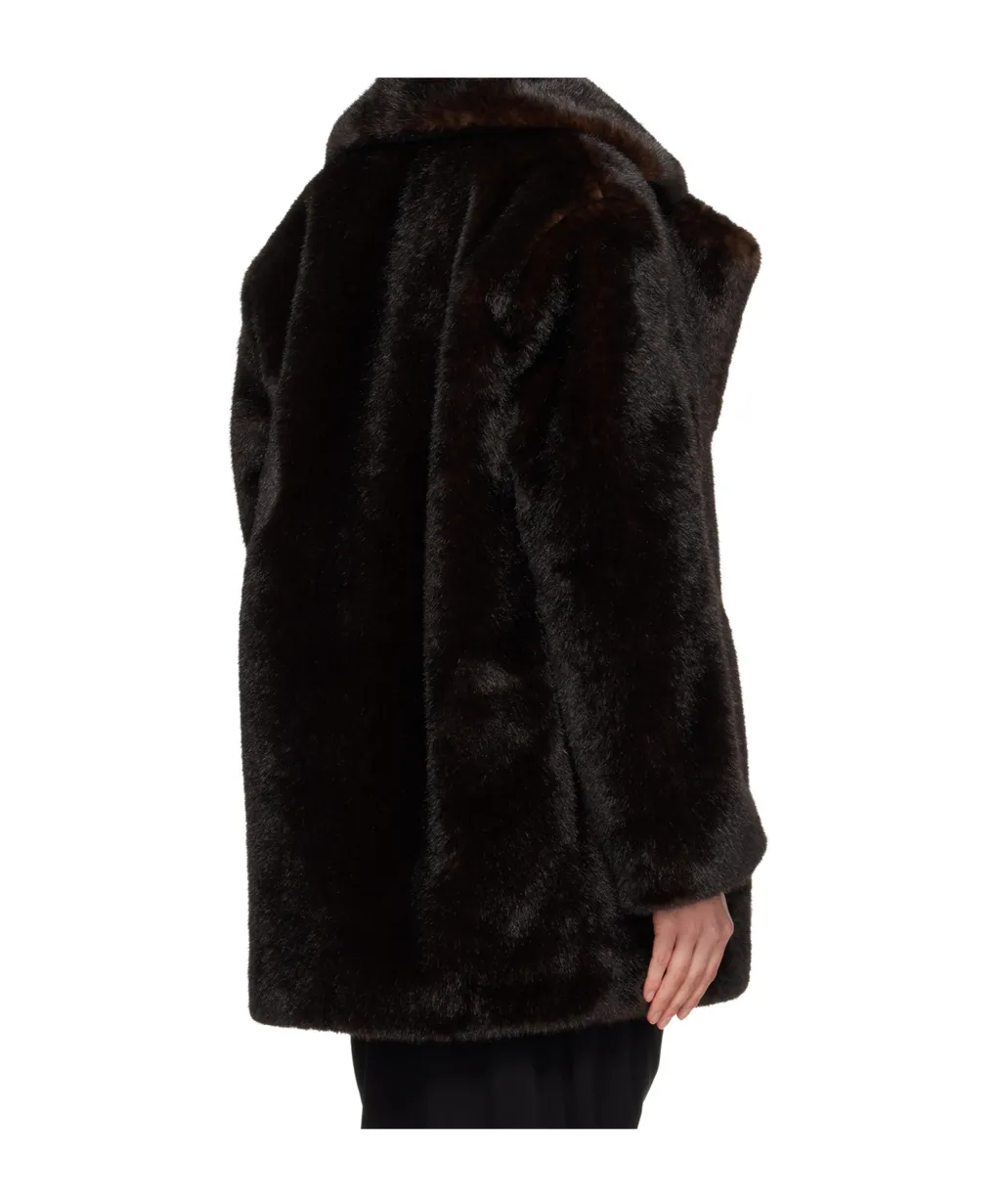 Faux-Fur Single-Breasted Coat