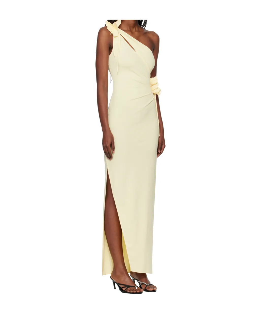 Asymmetric Flower Midi Dress