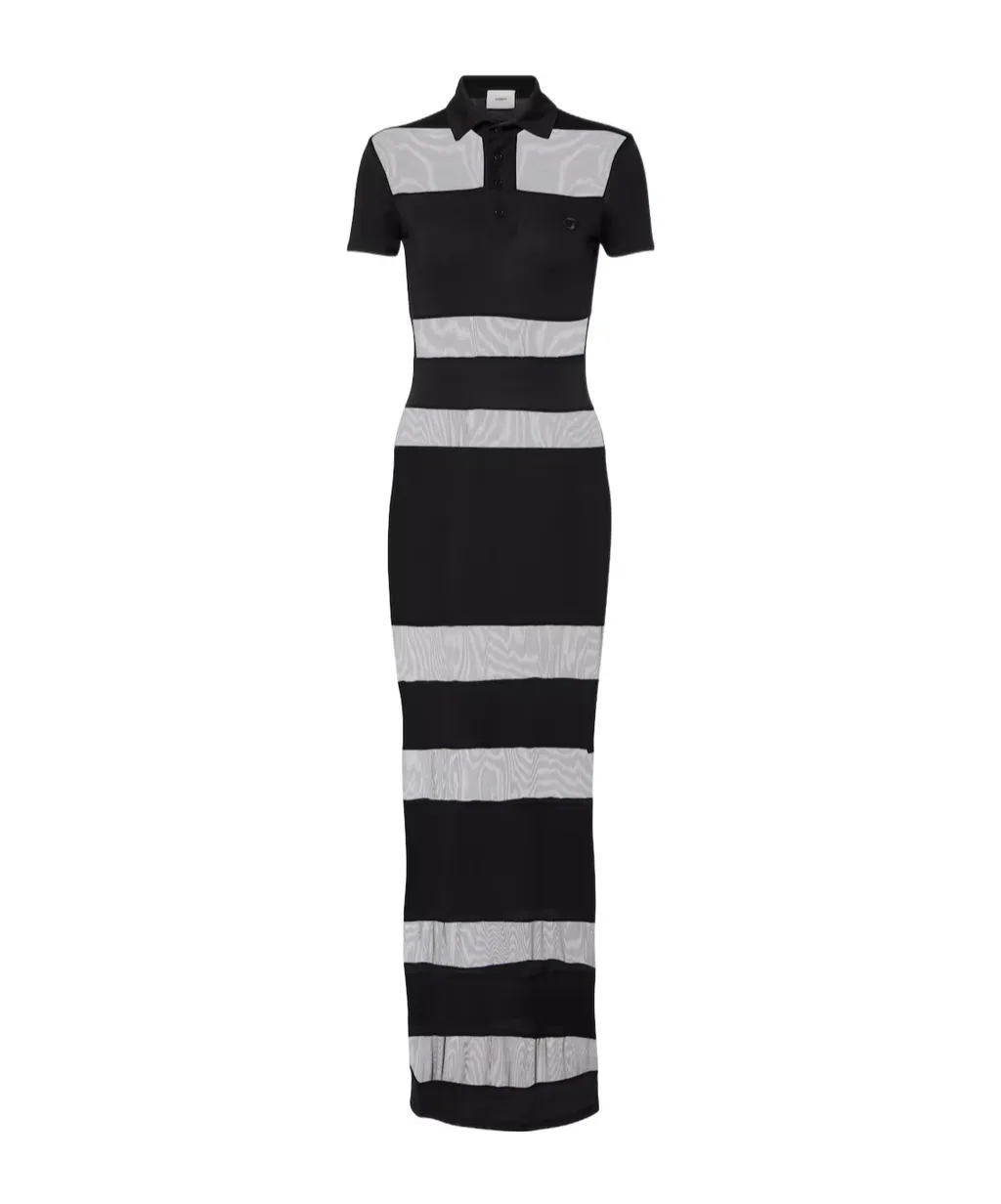 Striped Sheer Polo Dress