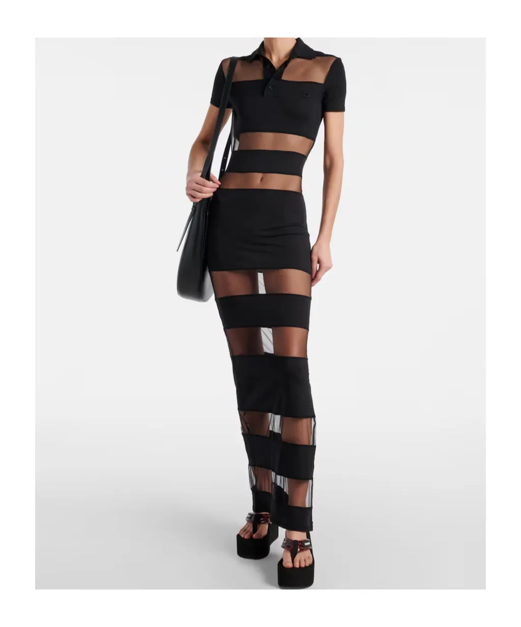 Striped Sheer Polo Dress