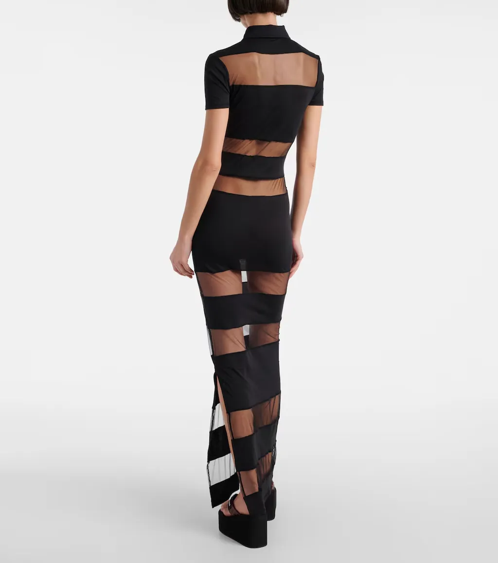 Striped Sheer Polo Dress