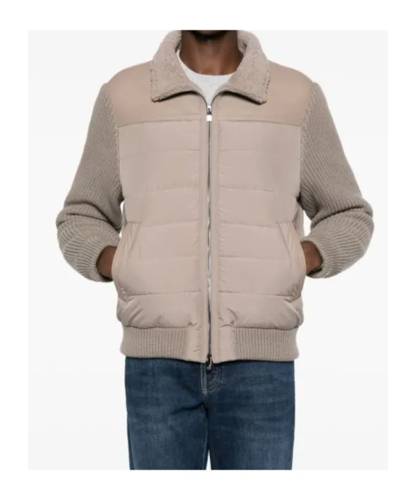 Quilted Shearling-Collar Jacket