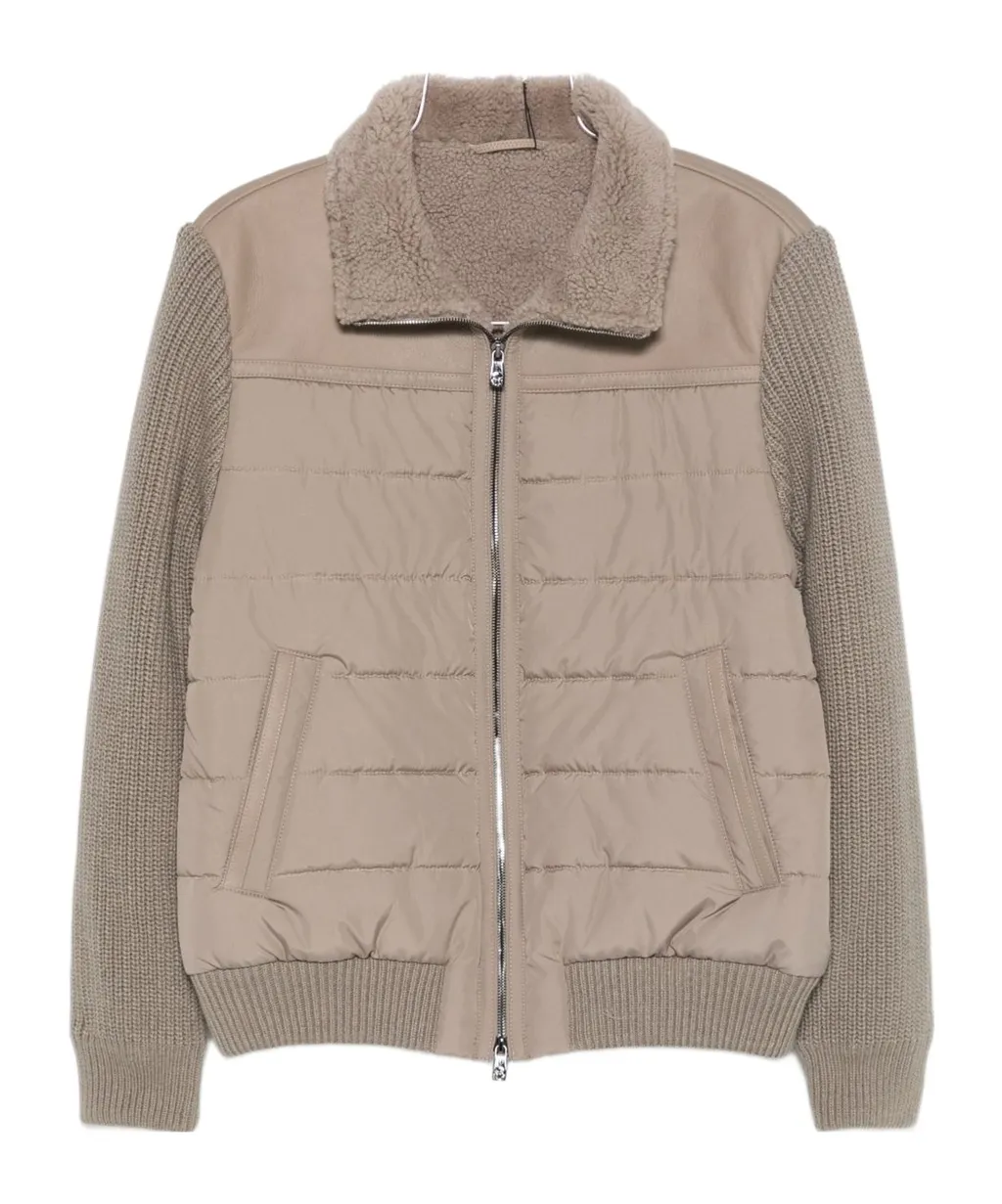 Quilted Shearling-Collar Jacket