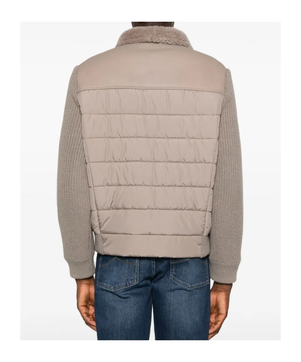 Quilted Shearling-Collar Jacket