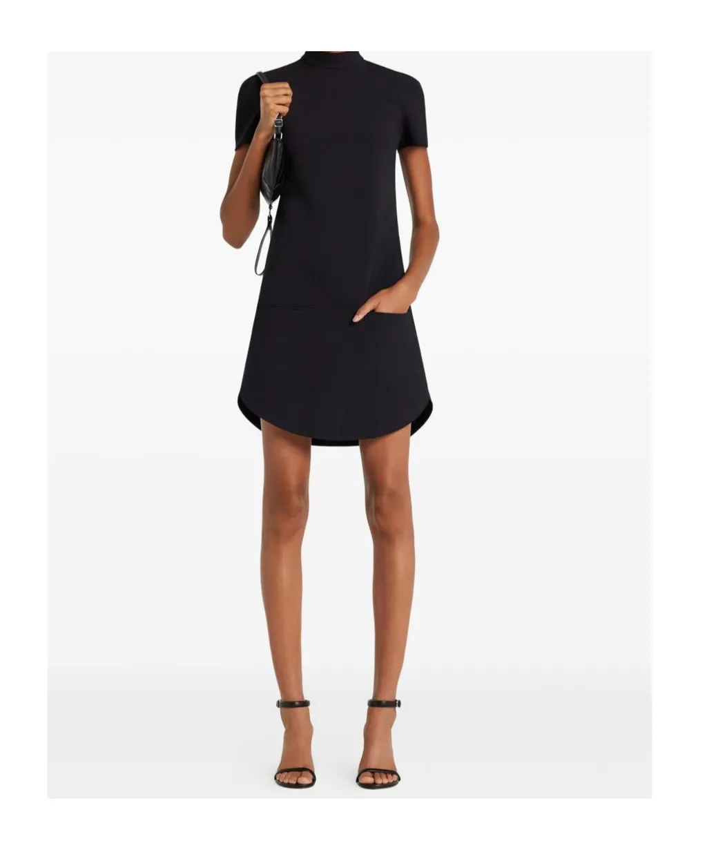 High-Neck Short-Sleeve Dress