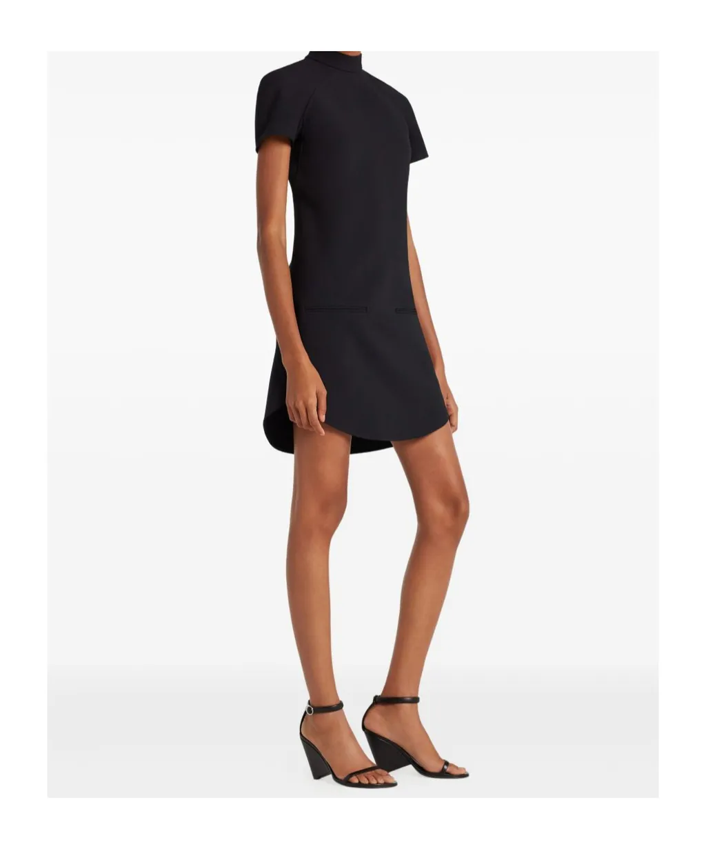 High-Neck Short-Sleeve Dress
