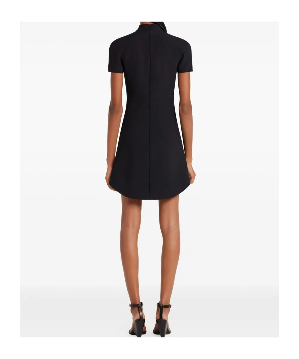 High-Neck Short-Sleeve Dress