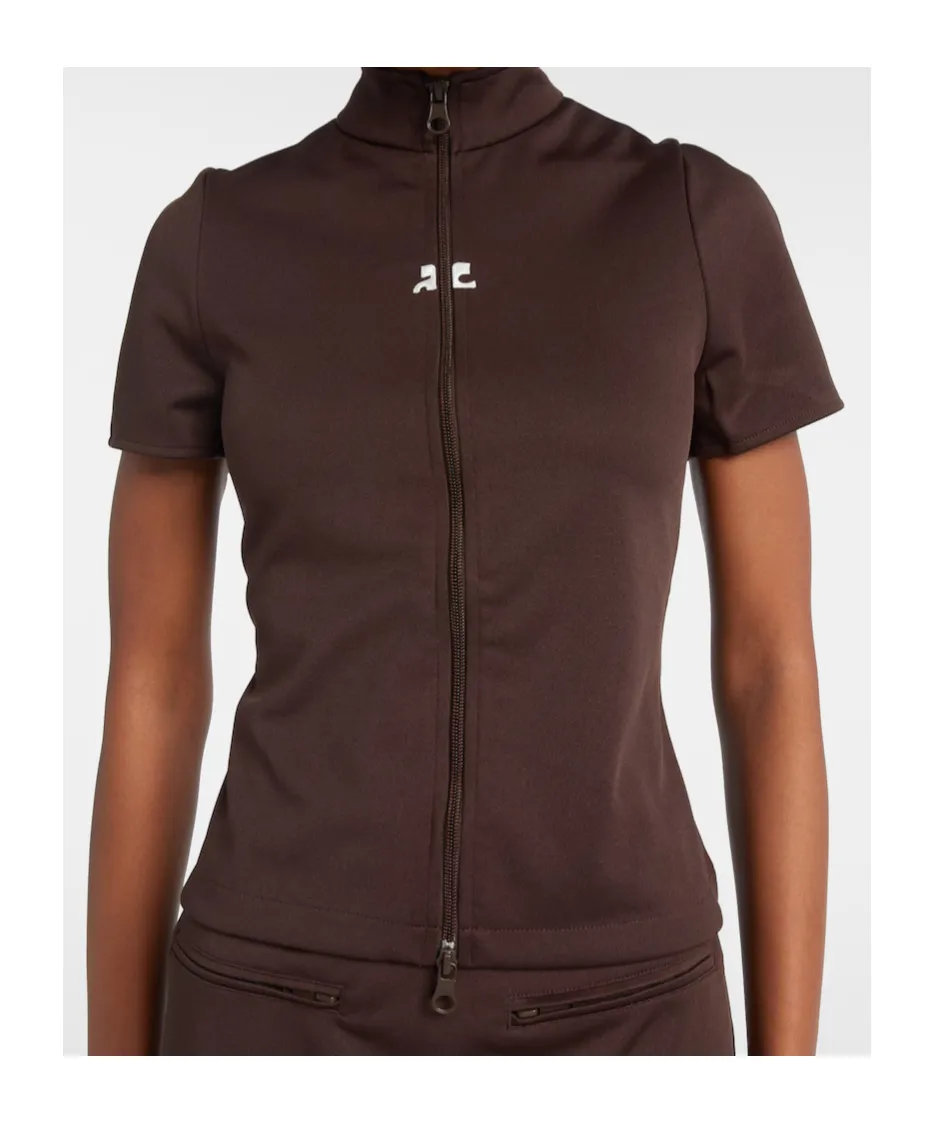 Short Sleeve Zip-Up Top