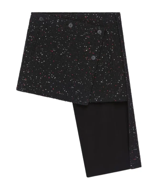Asymmetrical-Panel Tweed Mini Skirt