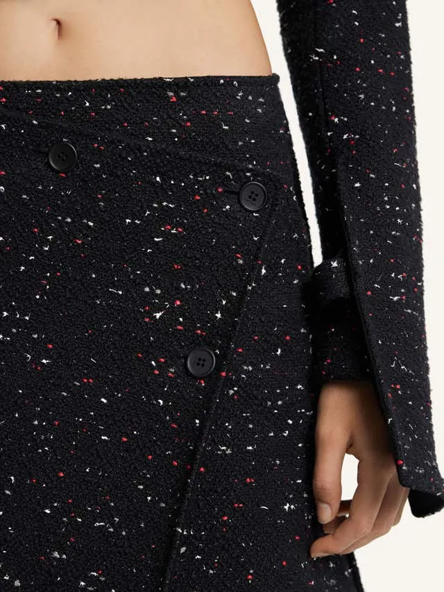 Asymmetrical-Panel Tweed Mini Skirt
