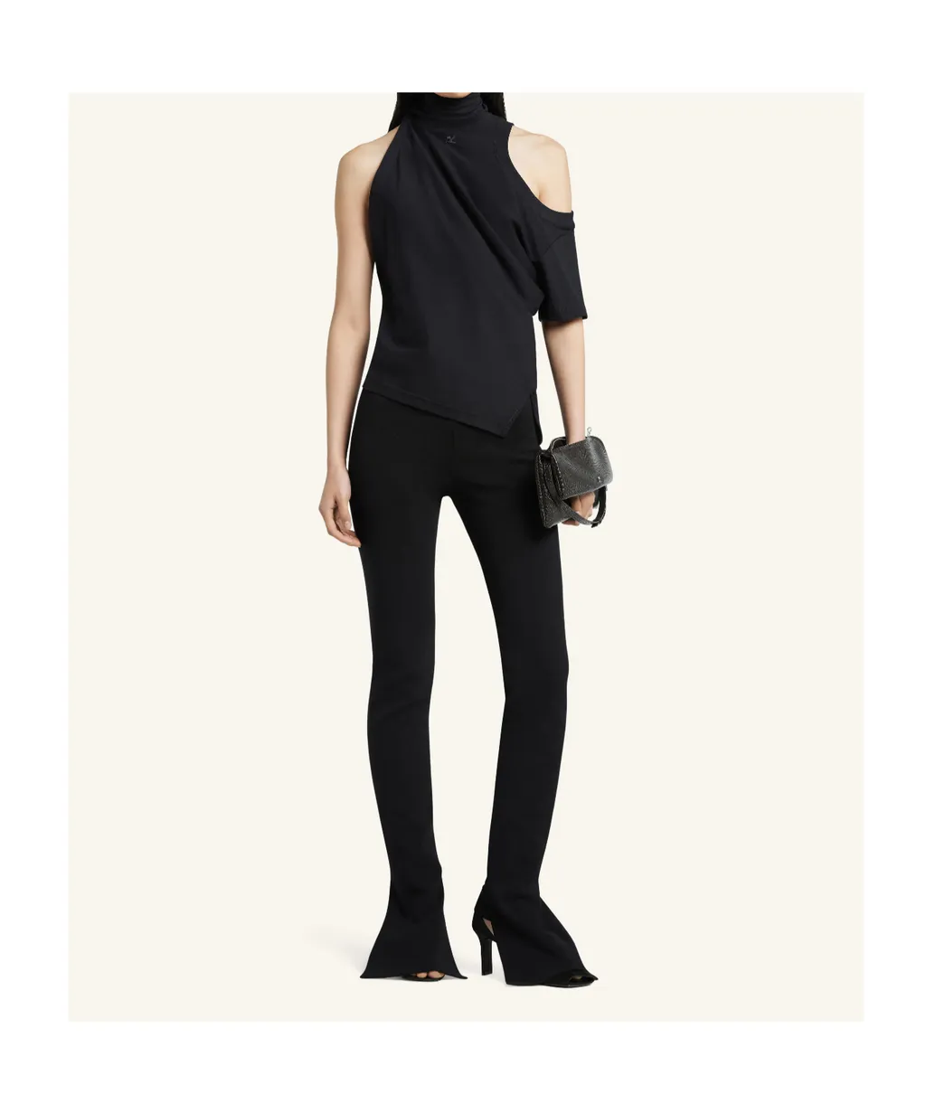 Twisted Asymmetrical Cut-Out Shoulder Blouse