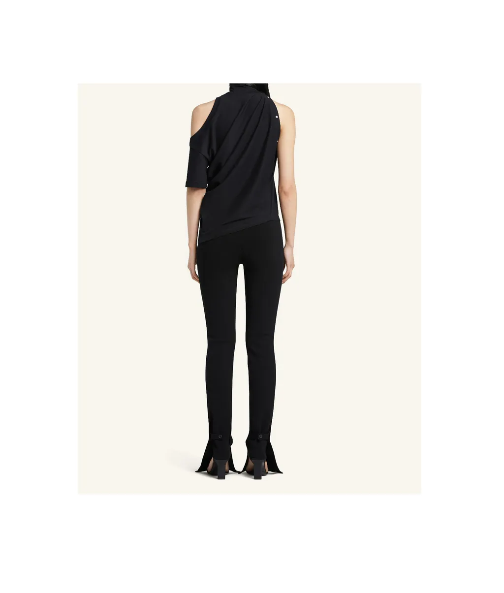Twisted Asymmetrical Cut-Out Shoulder Blouse