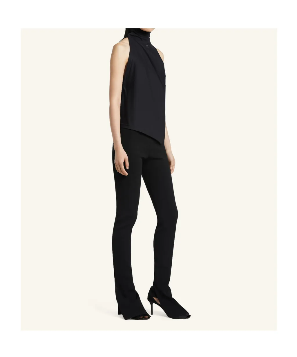 Twisted Asymmetrical Cut-Out Shoulder Blouse
