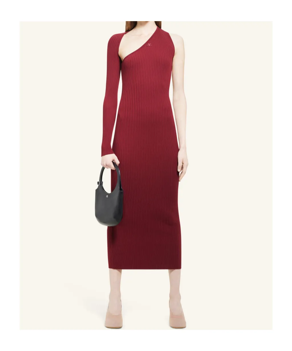 Slash One-Shoulder Ribbed Maxi Dress