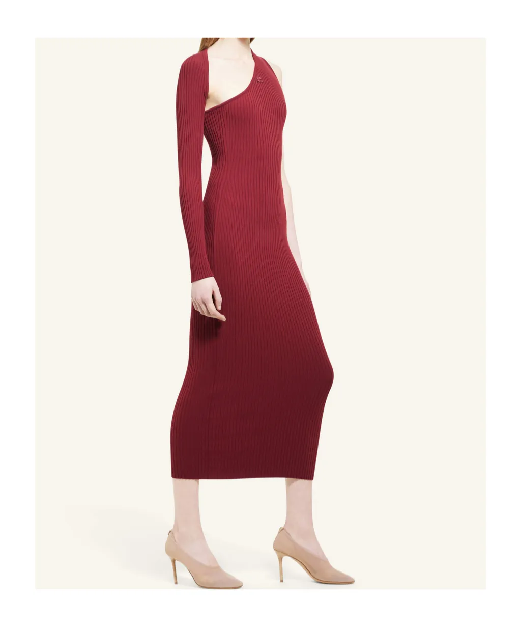 Slash One-Shoulder Ribbed Maxi Dress