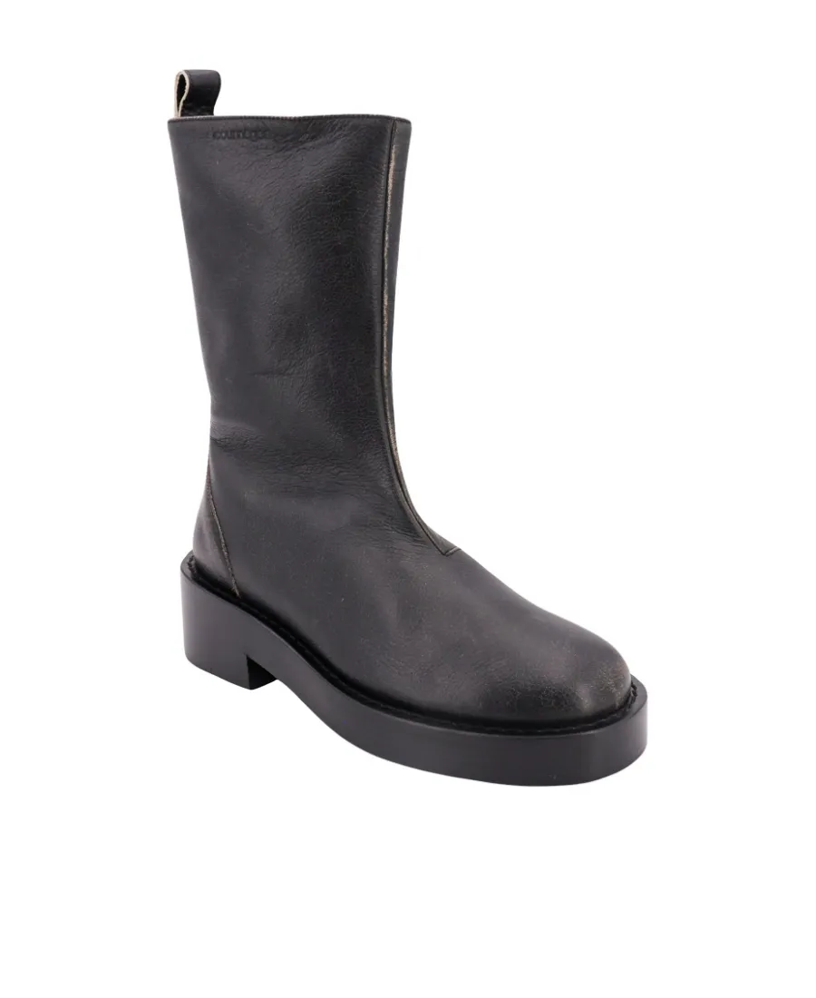 Zip Detailed Round Toe Ankle Boots