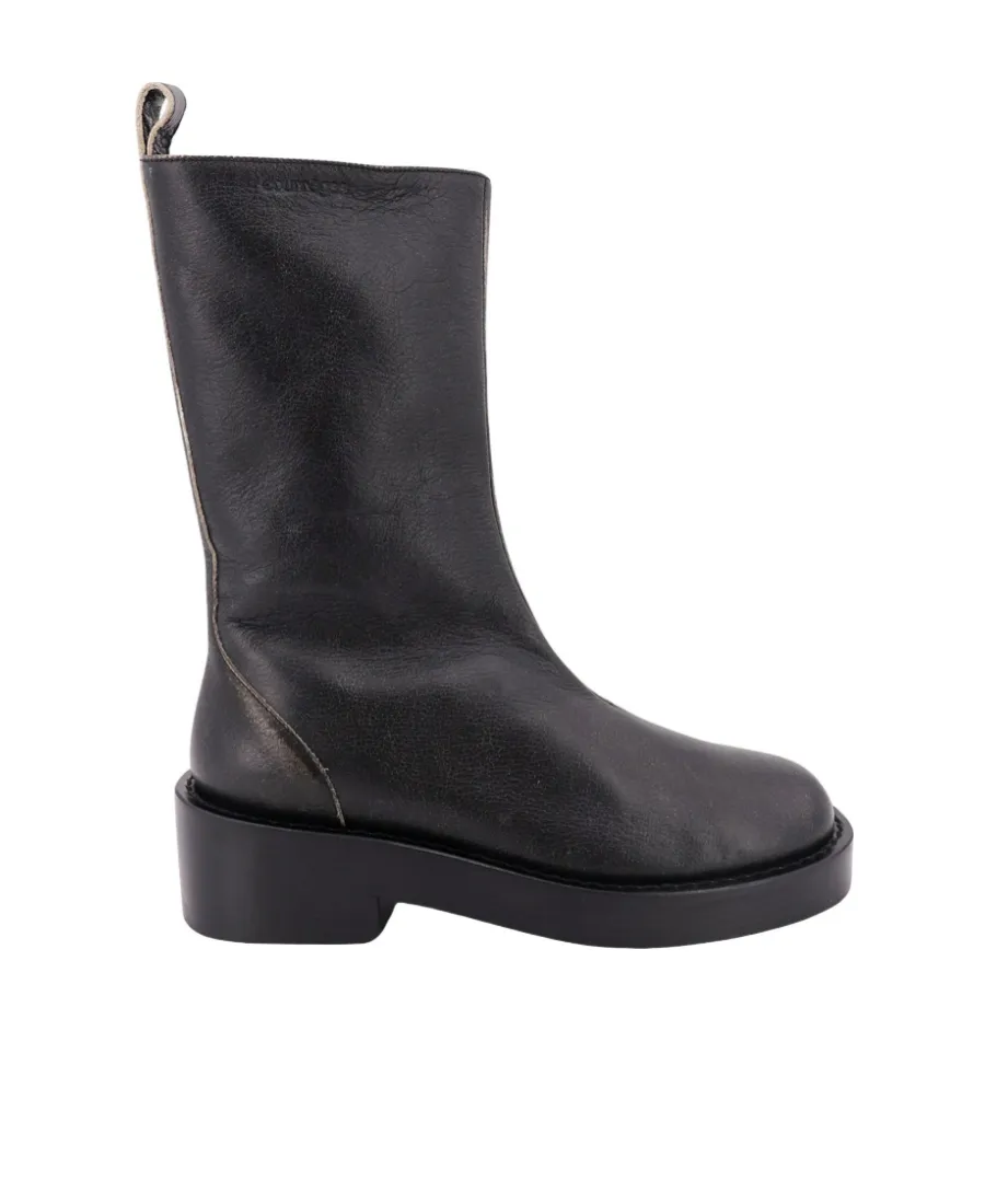 Zip Detailed Round Toe Ankle Boots